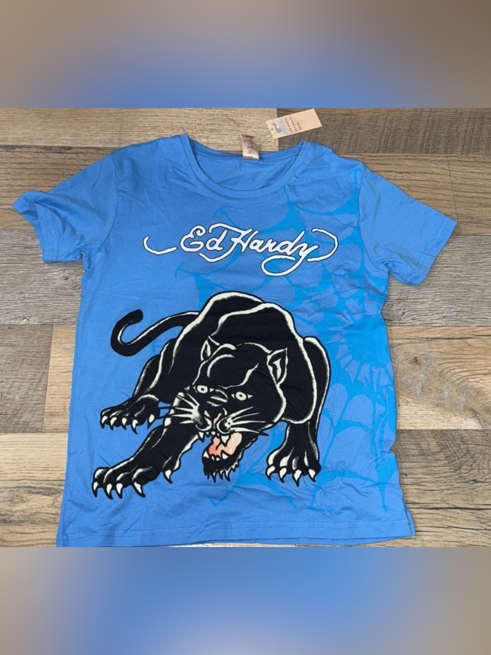 Ed Hardy kids Blue Panther Graphic Short Sleeve Tee